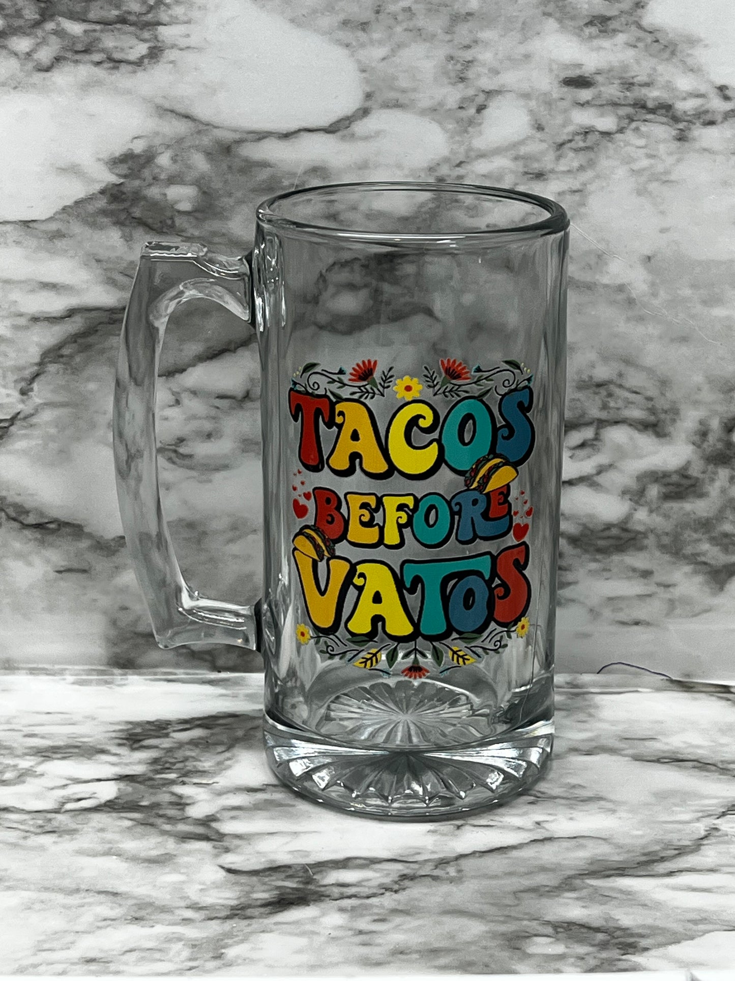 Tacos Before Vatos Beer Mug
