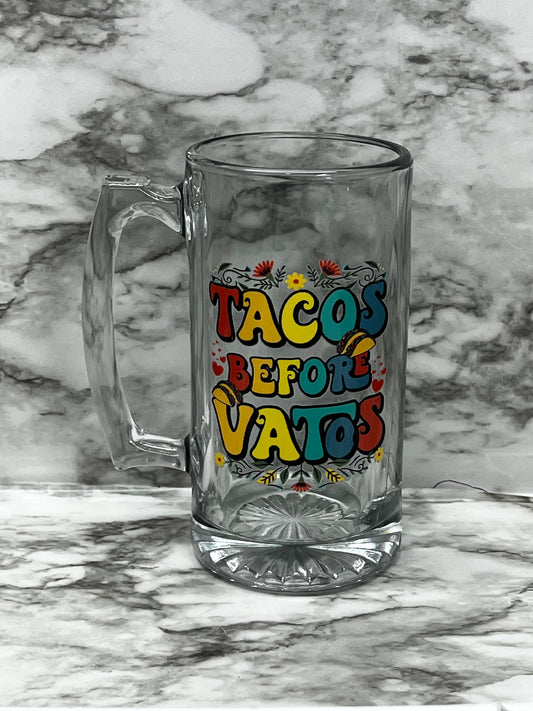 Tacos Before Vatos Beer Mug
