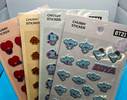 4pc Puffy Sticker Set